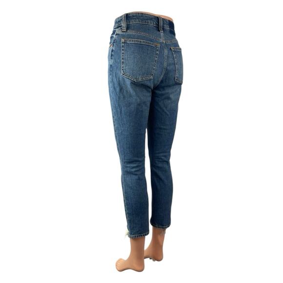 Abercrombie & Fitch Blue Distressed Frayed Raw Hem Skinny Denim Jeans Pants 24 - Picture 2 of 6